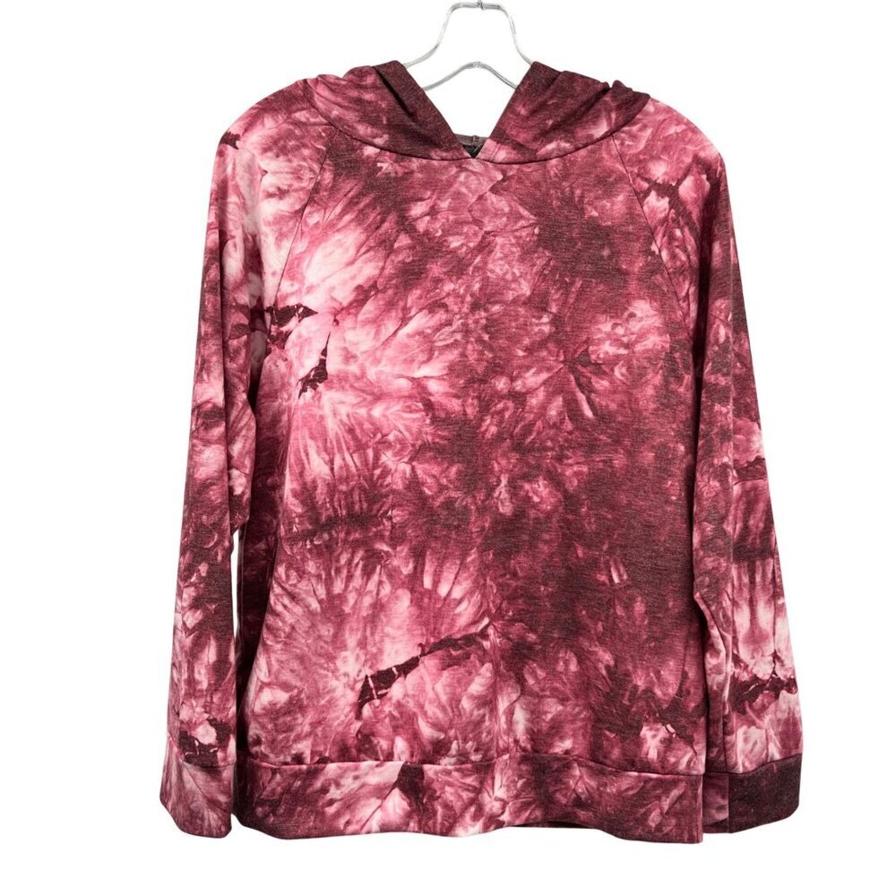 ALYA Womens Lightweight Hoodie Long Sleeve Pink Print Size Large